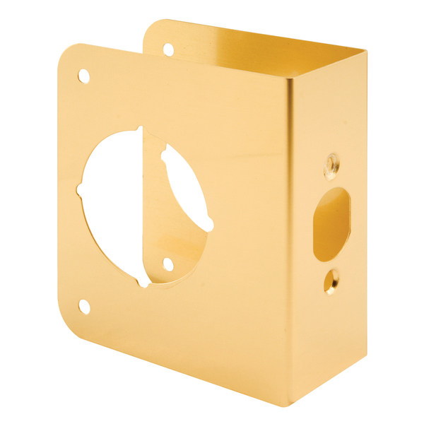 Prime-Line Brass Lock and Door Reinforcement Plate for 1-3/4 In. Thick Doors, Brass Finish Single Pack U 9558